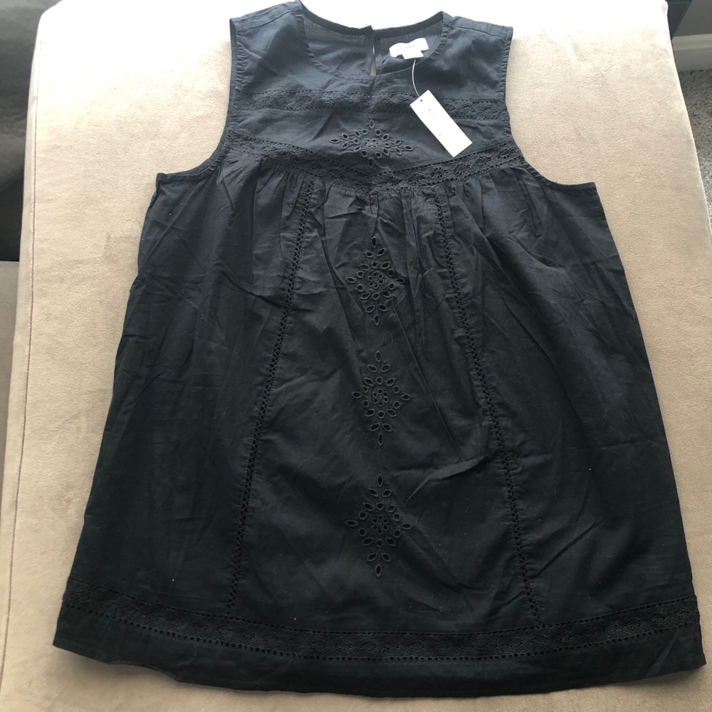 Old Navy medium tall black sleeveless peasant top NWT